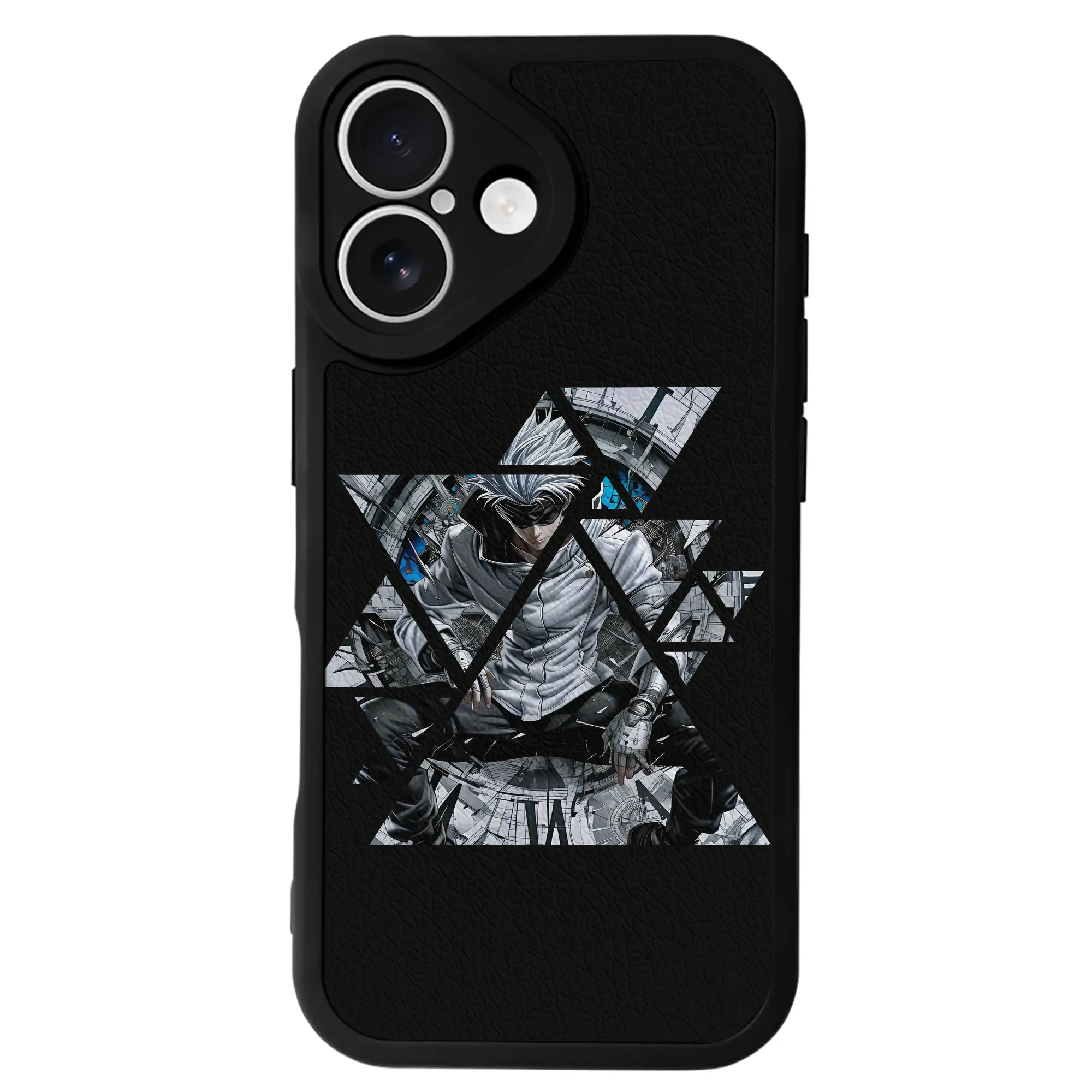 呪術廻戦 グッズ,五条 悟 - IPhone 16シリーズ対応 ・ シリコンスマホケース ・ レザー調 ・ 高精度フィット ・ 耐衝撃 ・ ワイヤレス充電対応 ・ 精密カット